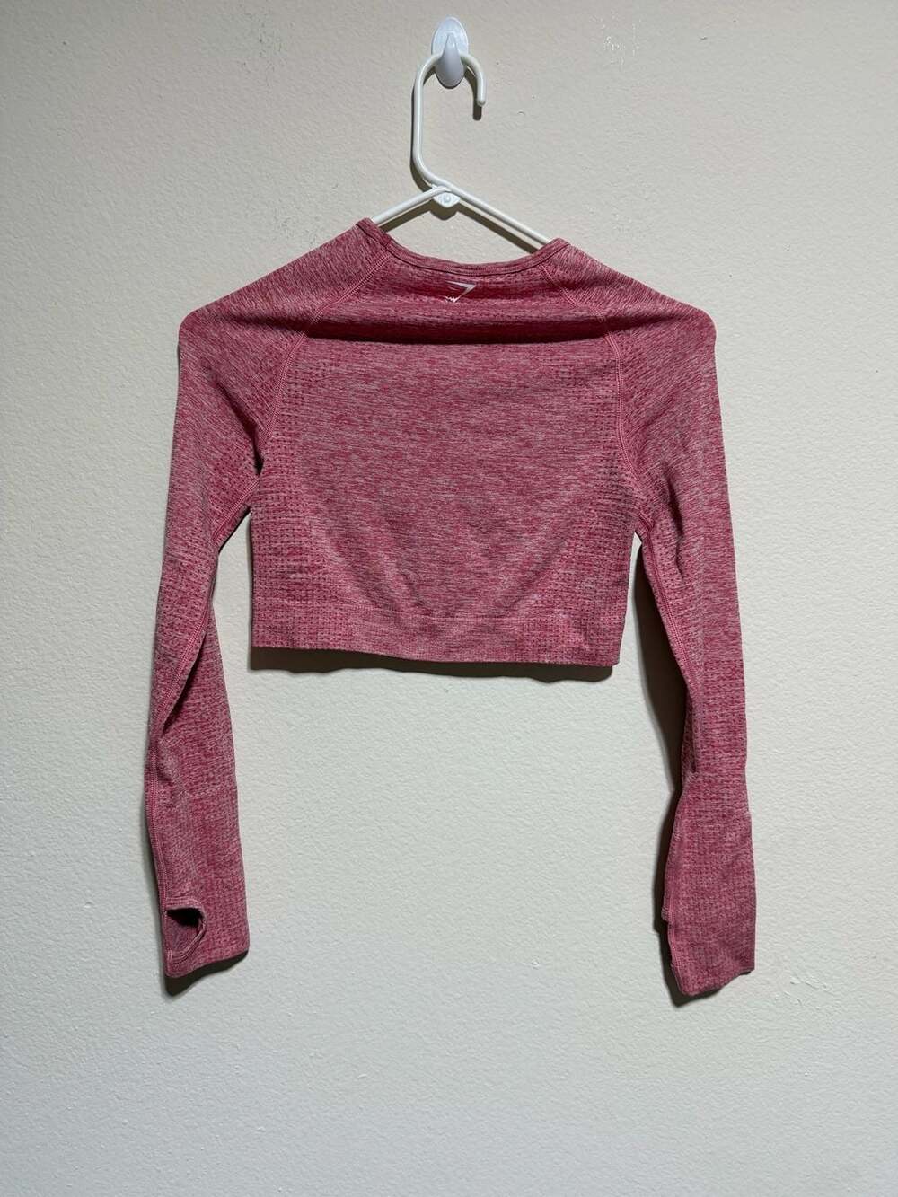 Gymshark Vital Seamless Long Sleeve Crop Top Red - Picture 3 of 4